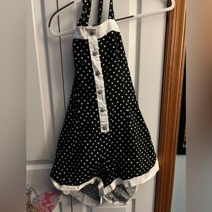 Hot topic Black and White Polka dot strapless romper